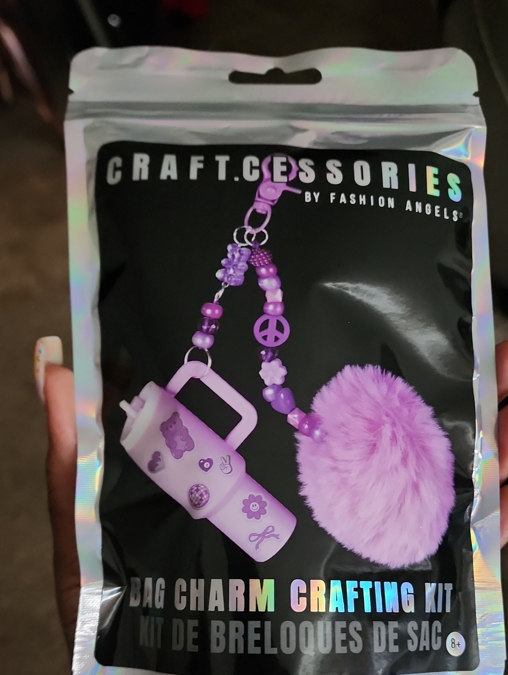 Purple Bag Charm Key & Card Holder
